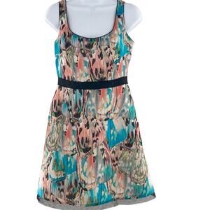 Kevan Hall Women's Multicolor Abstract Butterfly Wing Sleeveless Sheath Dress 6